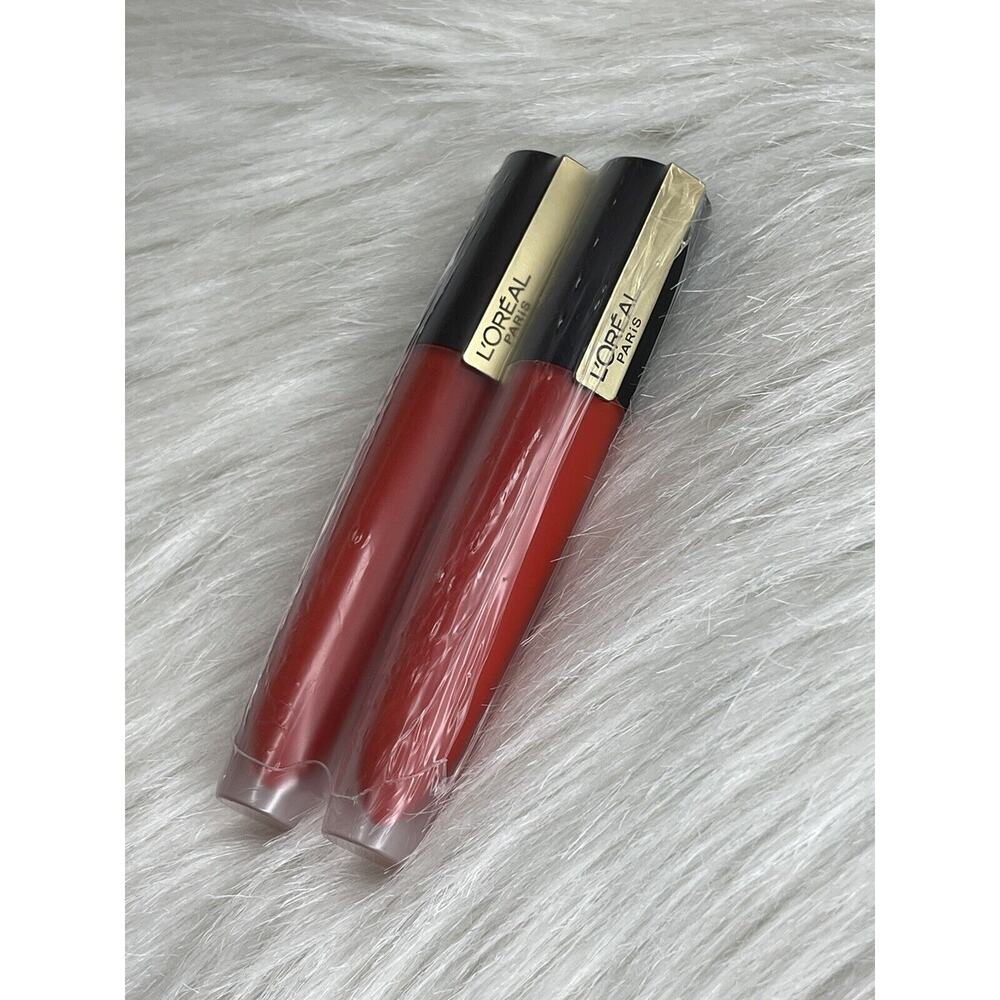 2 Loreal Paris Rouge Signature Lasting Matte Liquid Lip Color #454 Red‎ SEALED